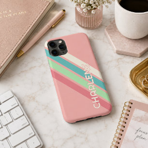 Case-Mate iPhone Case Bandes personnalisées bleu sarcelle aqua corail li