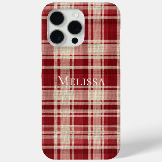 Coques Case-Mate iPhone Bandes Plaid Crème Rouge (Verso)