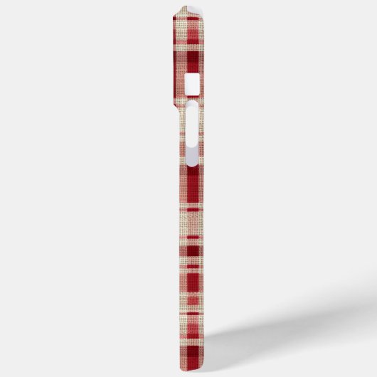 Coques Case-Mate iPhone Bandes Plaid Crème Rouge (Verso / Gauche)