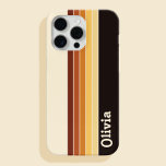 Coque Pour iPhone 14 Bandes rétro de nom personnalisées<br><div class="desc">Créez votre propre coque iphone de nom personnalisé avec un design motif rétro stripes.</div>