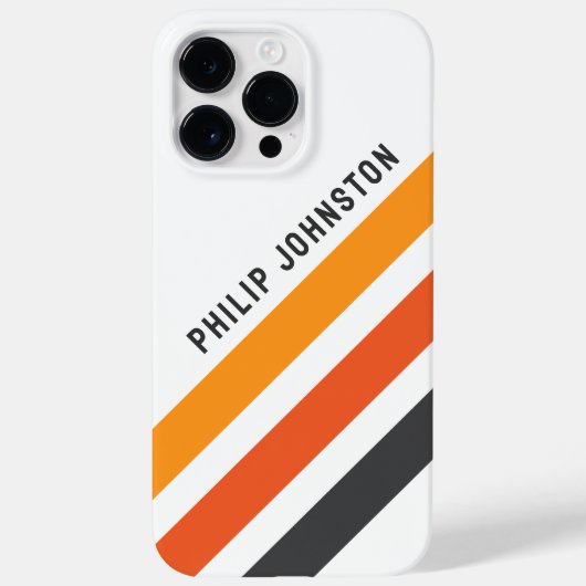 Coques Case-Mate iPhone Bandes rétro grises et orange (Verso)