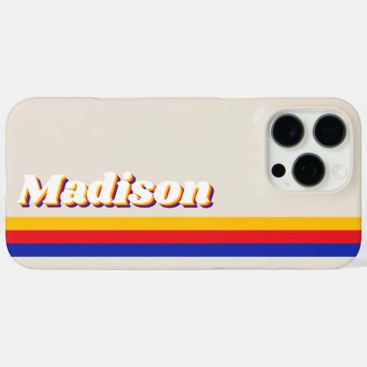 Coques Case-Mate iPhone Bandes rétro Monogrammes (Verso (horizontal))