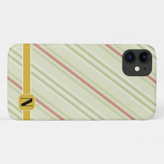 Coques Case-Mate iPhone Bandes rétro simples l Initial l Vert (Dos (Horizontal))