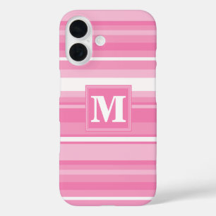 Coques iPhone 16 Bandes rose monogramme