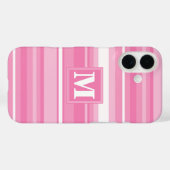 Coques Case-Mate iPhone Bandes rose monogramme (Verso (horizontal))