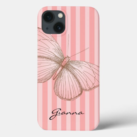 Coques Case-Mate iPhone Bandes roses avec papillon (Verso)