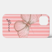 Coques Case-Mate iPhone Bandes roses avec papillon (Verso (horizontal))