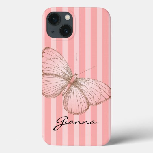 Coques Case-Mate iPhone Bandes roses avec papillon (Verso)