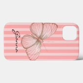 Coques Case-Mate iPhone Bandes roses avec papillon (Verso (horizontal))
