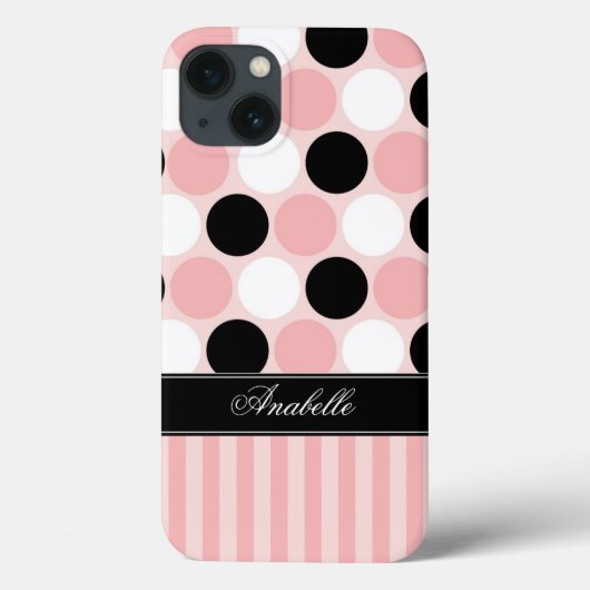 Coques Case-Mate iPhone Bandes roses et grands points (Verso)