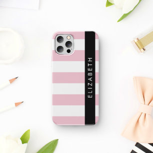 Case-Mate iPhone Case Bandes Roses, Motif Gratté, Lignes, Votre Nom