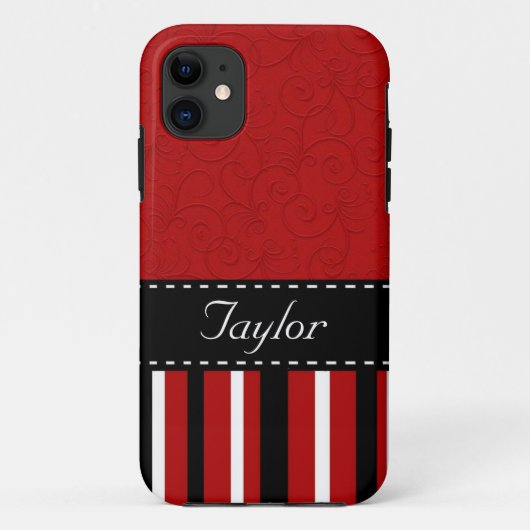 Coques Case-Mate iPhone Bandes rouges et noires (Dos)