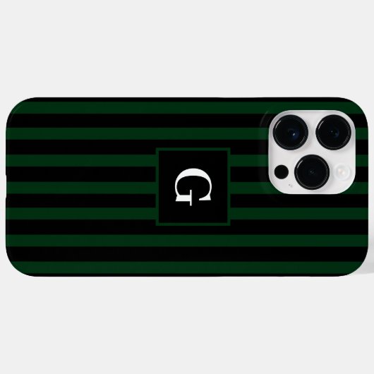 Coques Case-Mate iPhone Bandes simples noires et vert foncé (Verso (horizontal))