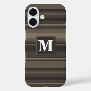 Coques iPhone 16 Bandes taupe monogramme