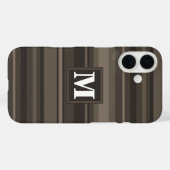 Coques Case-Mate iPhone Bandes taupe monogramme (Verso (horizontal))