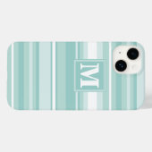 Coques Case-Mate iPhone Bandes vertes de menthe monogramme (Verso (horizontal))