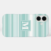 Coques Case-Mate iPhone Bandes vertes de menthe monogramme (Verso (horizontal))