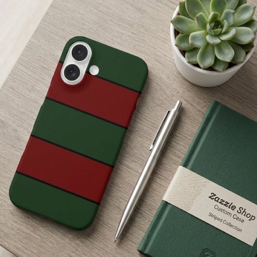 Coques Case-Mate iPhone Bandes vertes et rouges de Noël classiques