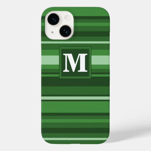 Coques Case-Mate iPhone Bandes vertes monogrammes (Verso)
