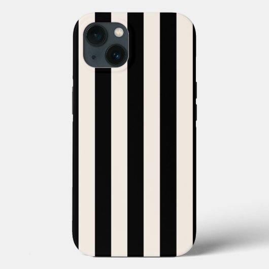 Coques Case-Mate iPhone Bandes Verticales Noir Et Crème Blanc Gratté (Verso)