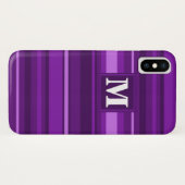 Coques Case-Mate iPhone Bandes violettes monogrammes (Dos (Horizontal))