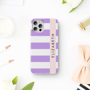 Case-Mate iPhone Case Bandes Violettes, Motif Gratté, Lignes, Votre Nom