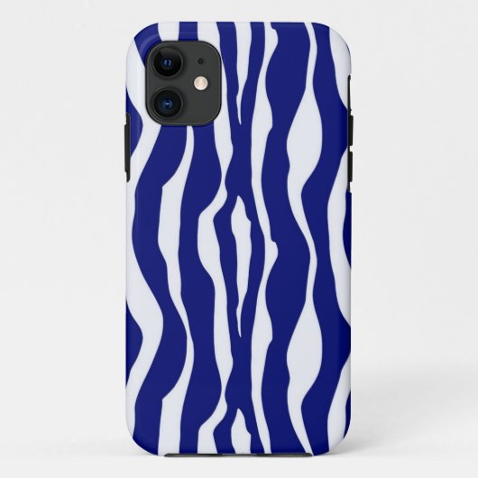 Coques Case-Mate iPhone Bandes zébrées - Bleu foncé de cobalt et blanc (Dos)