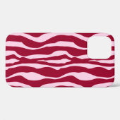 Coques Case-Mate iPhone Bandes zébrées - Bourgogne et rose (Verso (horizontal))