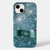 Coques Case-Mate iPhone Bannière turquoise étincelle Bleu Gem Glam (Verso)