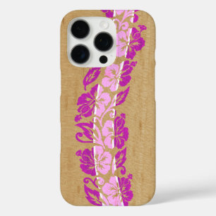 Coques iPhone 16 Pro Banyans Hibiscus hawaïen Faux Bois Surf Planche ro