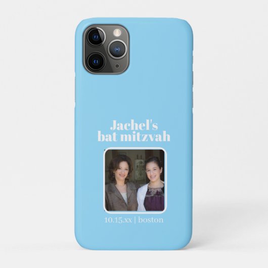 Coques Case-Mate iPhone Bar Mitsva en typographie grasse bleue douce (Dos)