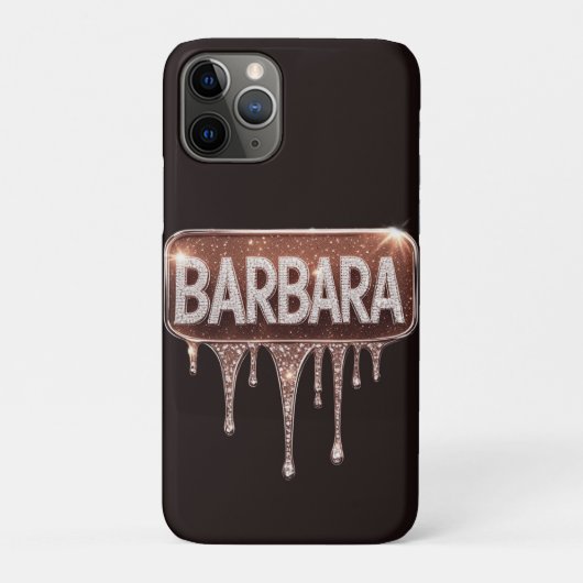 Coques Case-Mate iPhone Barbara Nom Rose Or Diamant Pailletant (Dos)