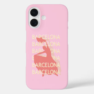 Coques iPhone 16 Barcelone Art Voyage, Rose, Pastel