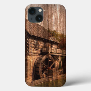 iPhone 13 Coque Barn Wood farmhouse mill water wheel