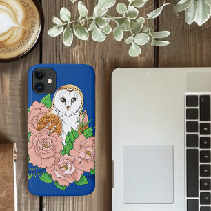 Case-Mate iPhone Case Barne Chouette Fleurs roses Bleu
