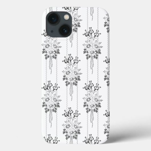 Coques Case-Mate iPhone Baroque Wallpaper Flower bouquet grey (Verso)