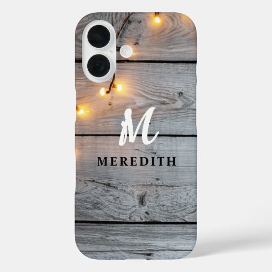 Coques Case-Mate iPhone Barre Bois Rustique Élégance Chaîne Lumière Monogr (Verso)