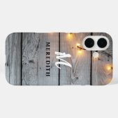 Coques Case-Mate iPhone Barre Bois Rustique Élégance Chaîne Lumière Monogr (Verso (horizontal))