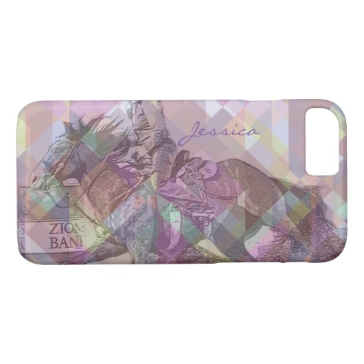 Coques Case-Mate iPhone Barrel Racer II (violet rose géométrique) (Dos (Horizontal))
