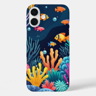 Coques iPhone 16 Plus Barrière de corail sous-marin coloré et vie de poi