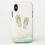 Case-Mate iPhone Case Bascules électroniques botaniques de plage<br><div class="desc">Les bascules électroniques embellies botaniques d'île tropicale élégante d'aquarelle avec la plage sablonneuse accentuent,  personnalisé avec le nom,  coque iphone.</div>