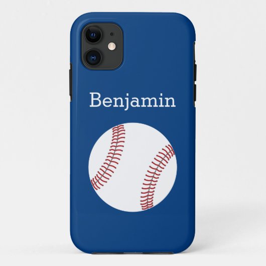 Coques Case-Mate iPhone Base-ball avec le nom fait sur commande - bleu (Dos)