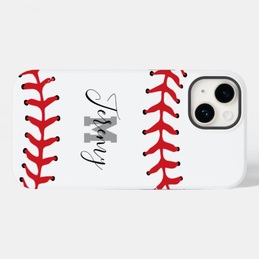 Coques Case-Mate iPhone Base-ball Initial & Nom (Verso (horizontal))