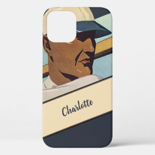 Coque iPhone 12 Base-ball vintage, art stylisé de batteur