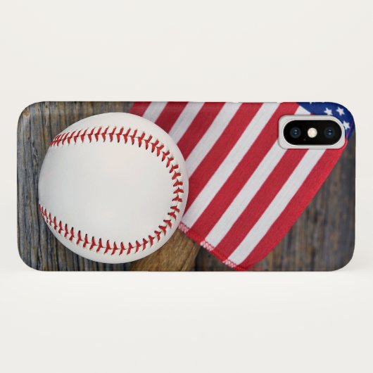 Coques Case-Mate iPhone baseball avec drapeau américain (Dos (Horizontal))