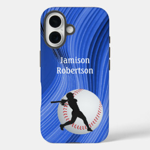 Coques iPhone 16 Baseball avec joueur et balle personnaliser