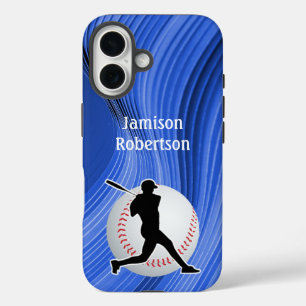 Coques iPhone 16 Baseball avec joueur et balle personnaliser