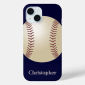 Coques Case-Mate iPhone Baseball, Bleu, Nom (Verso)