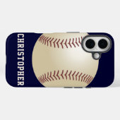 Coques Case-Mate iPhone Baseball, Blue, Nom, (Verso (horizontal))