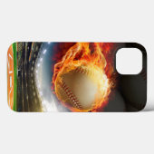 Coques Case-Mate iPhone Baseball en flammes (Verso (horizontal))